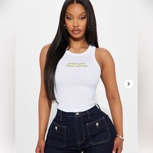 Fashion Nova White Graphic Tank Top